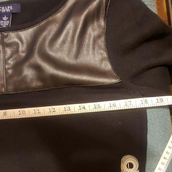 Chaps Black Dress with Faux Leather Detail - Picture 7 of 10